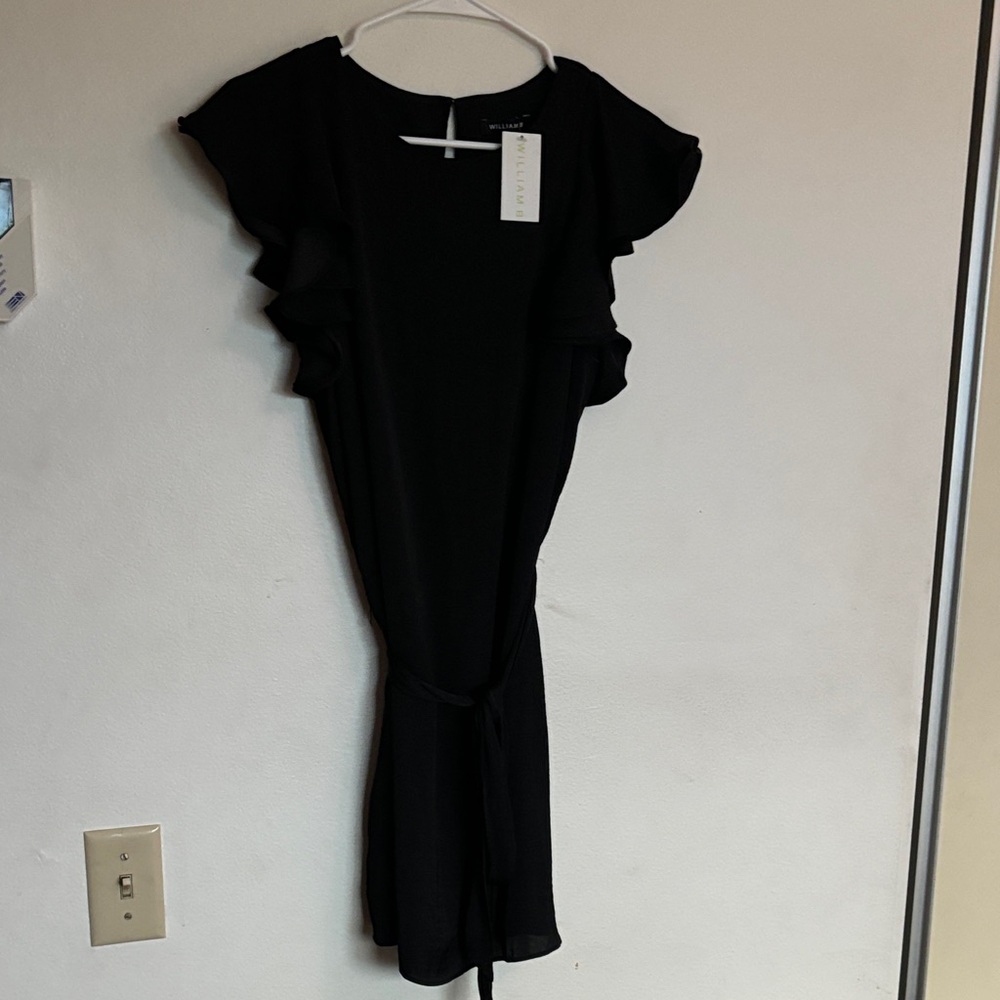 Elegant Black Ruffle Sleeve Mini Dress